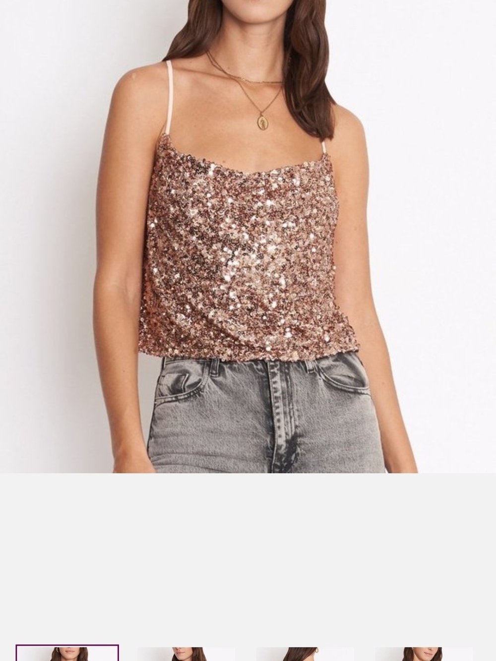 Sequin Cami Tank Top in Rose Gold